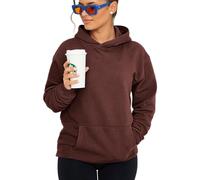 behype. Damen Oversize Hoodie Kapuzenpullover Einfarbig Basic Heavy Blank Pullover Unifarben Kapuzen-Sweatshirt Für Frauen DC_Damen_8001-Chocolate Brown-3XL