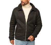 behype. Herren Blouson-Jacke als Weiche Übergangsjacke - Piloten Bomberjacke in Leder-Optik mit Teddy-Fleece für Männer - Men's Jacket OR_1270-Black-XXL