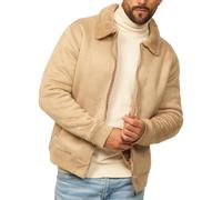 behype. Herren Blouson-Jacke als Weiche Übergangsjacke - Piloten Bomberjacke in Leder-Optik mit Teddy-Fleece für Männer - Men's Jacket OR_1270-Beige-XL