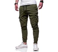 behype. Herren Cargohose Chinohose Jogger Jeans-Hose Stretch Stoffhose Freizeithose mit Gummibund 80-8393