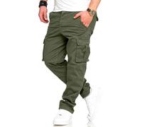 behype. Herren Cargohose Jeanshose Chinohose mit Cargo-Taschen und Gürtelschlaufe Regular-Fit Stoffhose Freizeithose mit Stretch