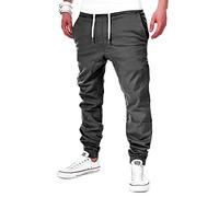 behype. Herren Chino-Hose Stretch Low Crotch Basic Jeans-Hose 80-0006 Dunkelgrau M