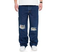 behype. Herren Jeans Ripped Loose-Fit Jeanshose 100% Baumwolle Denim Baggy Hose Straight-Leg Used Look Men's DC_JN-249-Medium Blue-W33/L32