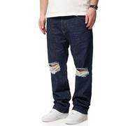 behype. Herren Jeans Ripped Straight-Fit Jeanshose 100% Baumwolle Denim Hose Used Look Men's DC_JN-246-Indigo-W34/L32