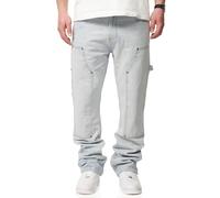 behype. Herren Jeans Straight-Fit Carpenter Jeanshose 100% Baumwolle Denim Hose Used Look Men's DC_JN-247-Ice Blue-W33