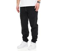 behype. Herren Jeans Tapered-Fit Jeanshose 100% Baumwolle Denim Baggy Hose Used Look Men's DC_JN-243-Washed Black-W36