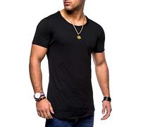 behype. Herren Kurzarm Basic T-Shirt O-Neck Rundhals-Ausschnitt Oversize-Look 20-0003 (3XL, Schwarz)