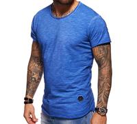 behype. Herren Oversize Kurzarm Basic T-Shirt Rundhals O-Neck 20-1730 Blau M