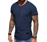 behype. Herren Oversize Kurzarm Basic T-Shirt Rundhals O-Neck 20-1730 (S, Navy_Washed)
