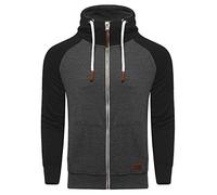 behype. Herren Raglan Sweat-Jacke Sweatshirt weicher Hoodie mit Kapuze & hohem Kragen 40-6718