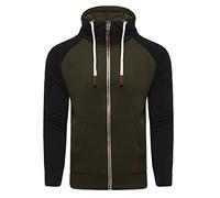 behype. Herren Raglan Sweat-Jacke Sweatshirt weicher Hoodie mit Kapuze & hohem Kragen 40-6718