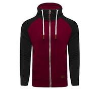behype. Herren Raglan Sweat-Jacke Sweatshirt weicher Hoodie mit Kapuze & hohem Kragen 40-6718