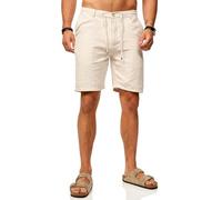 behype. Herren Shorts Kurze Hose Chinoshorts aus Leinen-Baumwoll-Mix im Regular Fit - Luftig Leichte Bermuda-Shorts Leinenhose - Stoffhose für Männer als Sommerhose CR_2219-Beige-S