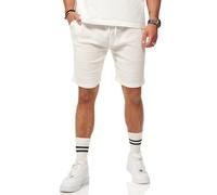 behype. Herren Shorts Kurze Hose Feinstrick Textur Luftig Leichte Bermuda Men's Sommershorts Männer Sommer-Look Regular-Fit CR_2161-Ecru-S