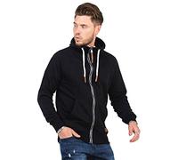behype. Herren Sweat-Jacke Sweatshirt weicher Hoodie mit Kapuze & hohem Kragen 40-6729 Schwarz S