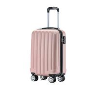 BEIBYE Handgepäck Koffer 55x35x20 cm, Hartschalenkoffer mit TSA Schloss & 360° Rollen, Leichter Kabinenkoffer aus ABS, Airline Approved Carry-On Trolley für Lufthansa, KLM, Air France, Rosa Gold
