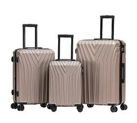 BEIBYE Kofferset Rollkoffer Koffer Hartschale,TSA Schloß, Zwillingsrollen, Erweiterung (Champagner, Set)