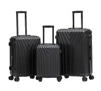 BEIBYE Kofferset Rollkoffer Koffer Hartschale,TSA Schloß, Zwillingsrollen, Erweiterung (Schwarz, Set)
