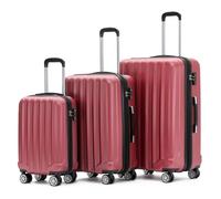 BEIBYE TSA-Schloß 2080 Zwillingsrollen 3 TLG. Reisekofferset Koffer Kofferset Trolley Trolleys Hartschale (Weinrot)