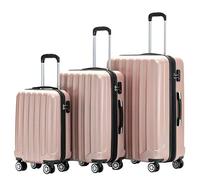 BEIBYE TSA-Schloß 2080 Zwillingsrollen neu Reisekoffer Koffer Trolley Hartschale Set (Rosa Gold, Set)
