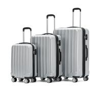 BEIBYE TSA-Schloß 2080 Zwillingsrollen neu Reisekoffer Koffer Trolley Hartschale Set (Silber, Set)