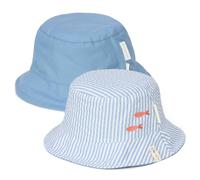 Beidseitig tragbarer Eimerhut Stripes Ocean Blue | Little Dutch - 2