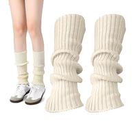 Beige Bein Stulpen Damen,Lange Gestrickt Beinwärmer,Leg Warmers,Winter Warm Legwarmers,Ballett Mädchen Beinlinge,Vintage Stricken Legwarmer,Flexibel Beinstulpen,Cosplay Beinstulpen,Fashion Beinlinge