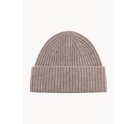 Beige Damen-Woll-Mütze Solid mit Kaschmir-Anteil
