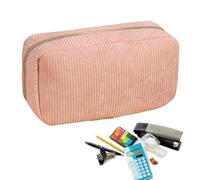 Beige Kordschester Federmäppchen - Schüler Briefpapier Organisator für die Schule | Weiches Gewebe mit Reißverschluss, kompaktes Design für Stifte Radiergummi und kleine Accessoires, stilvoll zurück