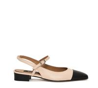 Beige Leather Slingback Shoes With Black Cap - Gr. 38,5 (EU) - in Beige