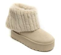 Beige Plateaustiefeletten mit Kunstfellfutter - warmer und bequemer Winterschuh