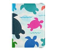 Beigefarbene Cartoon-Schildkröten-Silhouette, Leder, dekorativ, niedlich, Reisepasshülle, Kombi-Ausweis, Impfausweis, Impfkartenhalter, Geldbörse, ultradünn, Beigefarbene Cartoon-Schildkröten-Silhou,