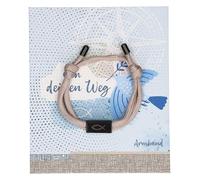 Beiges Textil-Armband mit schwarzem Fisch-Anhänger: Geh deinen Weg / Bei Hugendubel