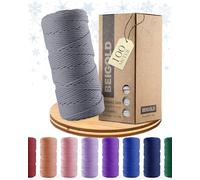 BEIGOLD® Premium Makramee Garn 3mm x 100m - Makramee Grau - Baumwollgarn Mischgarn zum Knüpfen von Macrame - Rope Garn für Kunst DIY Handwerk
