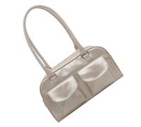 Beimus Damen Umhängetasche Aus PU Leder Mit Doppelter Tasche Elegante Einfarbige Glänzende Unterarmhandtasche Für Pendeln Und Den Täglichen Gebrauch. Damen Umhängetasche