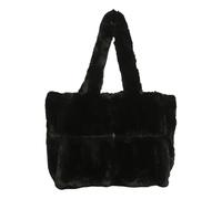 Beimus Große Kapazität, weiche Plüschtasche für Damen, Winter-Fleece, Schultertasche, Handtasche, geräumig zum Einkaufen oder für Freizeitausflüge, stilvolle Handtasche, Schwarz , One Size