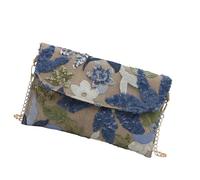 Beimus Moderne Clutch aus gewebtem Stroh, Pailletten, bestickte Details, Party-Accessoire, gewebte Festivaltasche, blau, One Size