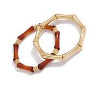 Beimus Modernes Manschetten-Armband-Set, 2 Stück, Edelstahl, Harz, Schmuck, stapelbar, leicht, Accessoires für Damen und Herren, Knoten-Armreif, Eine Größe, Wie beschrieben