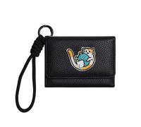 Beimus Skurrile Katzendekoration, kurze Geldbörse, mehrere Stauräume, tragbarer Riemen, ergonomisches, kompaktes Design, für den täglichen Gebrauch, Katzenliebhaber-Zubehör, Schwarz