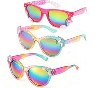 Beipegin 3 Stück Sonnenbrille Kinder,Einhorn Herz Sonnenbrille UV Schutz Kleinkind Sonnenbrillen Sommer Freien Dress up Brille Geschenke für Mädchen