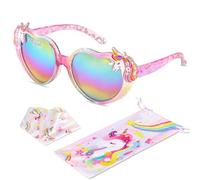 Beipegin Einhorn Sonnenbrille Kinder Mädchen UV Schutz Kleinkind Sonnenbrillen mit Brillenhülle Sonnenbrillen Sommer Freien Dress up Brille Geschenke