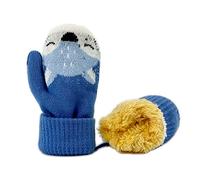 BEISIJIA Warme gestrickte Fäustlinge für Kleinkinder, niedliche Cartoon-Handschuhe, Winter-Fäustlinge mit Schnur, zum Aufhängen, für 1-4 Jahre Kinder, Blue, One Size