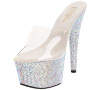 BEJEWELED-701DM PLEASER 17,8 cm Absatz, 7,5 cm PF Slide by Pleaser, Clr/Slv Multi Rs, 13