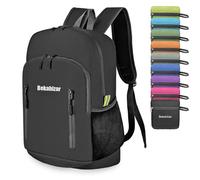 Bekahizar 20L Faltbarer Rucksack Ultra Leichter Wandern Daypack Wasserfest Kleiner Reiserucksack Tasche für Männer Frauen Kinder Outdoor Sports Camping Reisen Jogge Radfahren Klettern (schwarz)