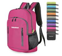 Bekahizar Faltbarer Rucksack Leicht Klein Wanderrucksack 20L Reiserucksack Tagesrucksack Tasche für Männer Frauen Jugendliche Outdoor Wandern Reisen (pink)