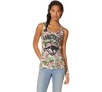 Bekleidung Kangaroos Damen Tanktop Print Blumen (38, Weiß)