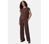 Bekleidungsset bestehend aus Plissee-Top und (extra-) langer Hose "Verllen Set" Dark Choco XS