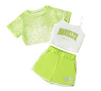 Bekleidungssets für Mädchen,BROOKLYN NEW YORK Buchstaben Druck Mesh Kurzarm Kurz Shirt & Lässiges Camisole Träger-Top & Locker Shorts, Modisch Casual SommerKleidung 5-14 Jahre