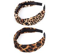 Belerry 2 Stück Leoparden-Haarbänder, Knoten Stirnbänder, Turban-Stirnband, Breit Kopfbander für Frauen und Mädchen Lieferungen