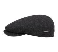 Stetson Belfast Classic Wool Flatcap Schiebermütze Schirmmütze Herrenmütze Wintercap Herrenkappe Schirmmützen (56 cm - schwarz-grau)